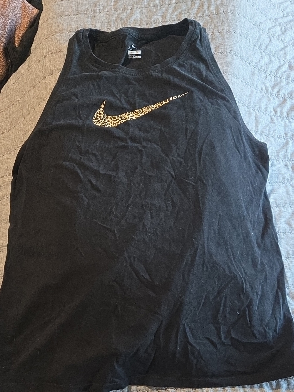 Nike Black Tank with Leopard Gold Swoosh